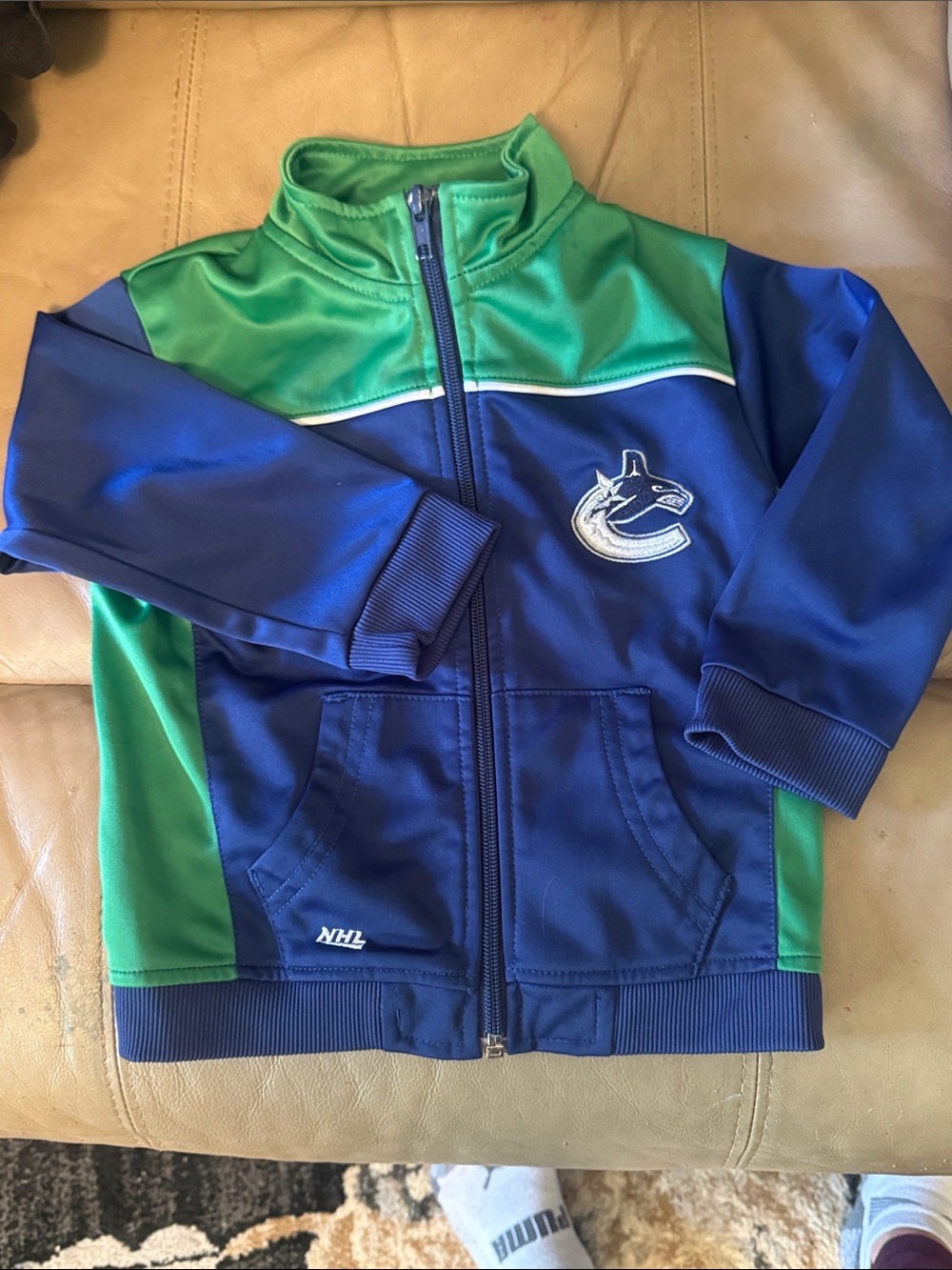 NHL Vancouver Canucks toddler size 2  Zip-Up Jacket - Blue & Green